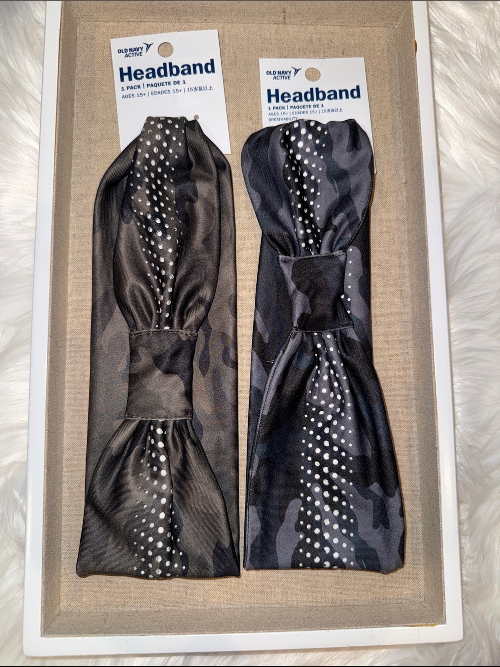 Old Navy Active Green & Black Camo Workout Headband Duo